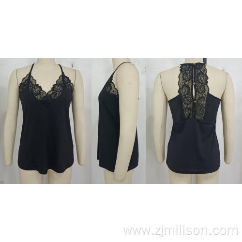 Woven Black Lace Tank Top